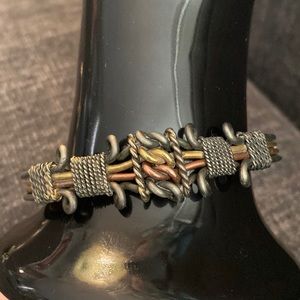 Vintage 3 tone metal artisan bracelet